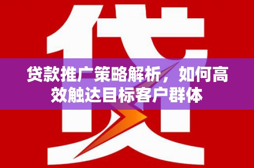 大连贷款推广策略解析，如何高效触达目标客户群体