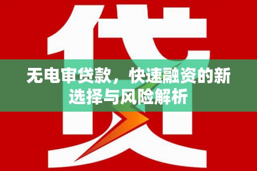 大连无电审贷款，快速融资的新选择与风险解析